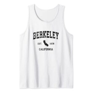 Berkeley California CA Vintage Sports Design Black Print Tank Top