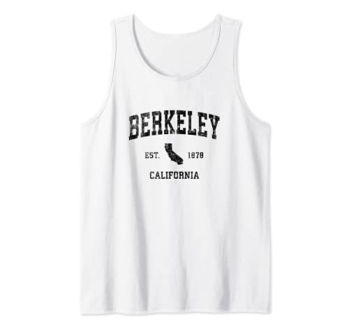 Berkeley California CA Vintage Sports Design Black Print Tank Top