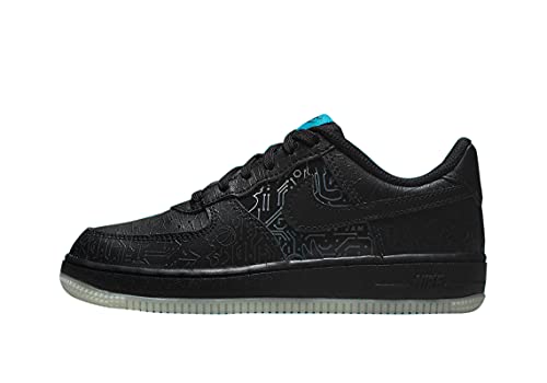 Nike Big Kid's Air Force 1 '06 "Space Jam Black/Black-Lt Blue Fury (DN1434 001) - 4