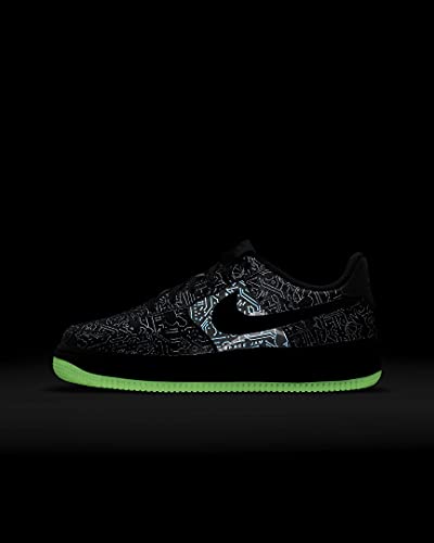 Nike Big Kid's Air Force 1 '06 "Space Jam Black/Black-Lt Blue Fury (DN1434 001) - 4