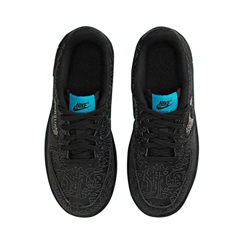 Nike Big Kid's Air Force 1 '06 "Space Jam Black/Black-Lt Blue Fury (DN1434 001) - 4