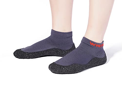WHITIN Womens Barefoot Sock with Soles Running Shoes Barre Minimalist Fitness Size 12 for Ladies Sticky Zero Drop Yoga Beach Water Athletic Hiking Grey