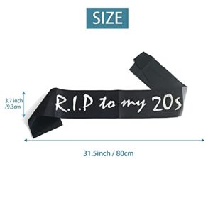 RIP to My 20s Birthday Sash for Girl, Women, Men, 30th Birthday Gifts, RIP to My Youth Birthday Decor, Black and White Sash, Funeral for Youth 30th Decorations, Great Birthday Party Supplies