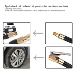 Buachois Tire Inflator Extension Tube Tyre Pump Quick Inflation Chuck Adapter Hose Quick-Inflation Clip Connector High-Pressure Tube Car Motorcycle Maintenance Accessories