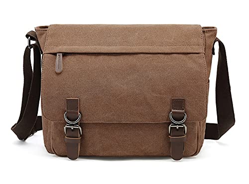 Sechunk Canvas Leather Messenger Bag Shoulder bag Cross body bag Crossbody 13 Inch Laptop Bag