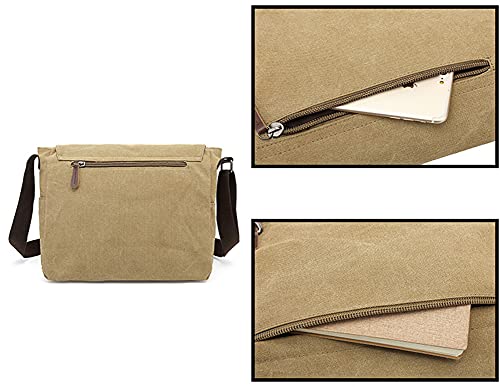 Sechunk Canvas Leather Messenger Bag Shoulder bag Cross body bag Crossbody 13 Inch Laptop Bag