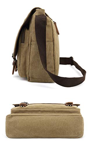 Sechunk Canvas Leather Messenger Bag Shoulder bag Cross body bag Crossbody 13 Inch Laptop Bag