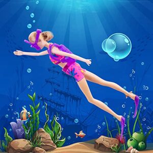 ZITA ELEMENT 44 Pcs 11.5 Inch Girl Doll Swimsuits Clothes and Accessories Mermaid Bikini Swimwear Bathing Suits Outfits with Shoes Swimming Ring Glasses Diving Suit Surfboard Beach Chair