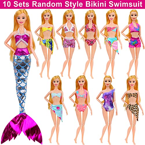 ZITA ELEMENT 44 Pcs 11.5 Inch Girl Doll Swimsuits Clothes and Accessories Mermaid Bikini Swimwear Bathing Suits Outfits with Shoes Swimming Ring Glasses Diving Suit Surfboard Beach Chair