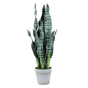 artificial snake plant faux sansevieria 26 inch for indoor outdoor feaux plants in pot for home office decoration perfect housewarming gift