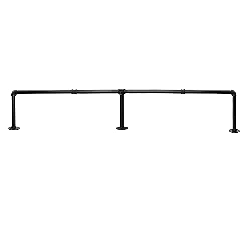 STARKOO Clothes Rack, 72in Industrial Pipe Wall Mounted Clothing Rack, Closet Garment Rack for Hanging Clothes, Heavy Duty Black Steel Iron Hanging Rod Bar for Laundry Room 3 Base