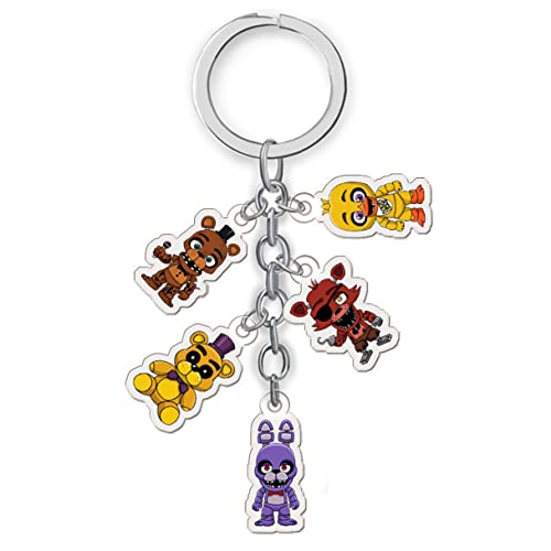 Monster Roser FNAF Keychains, 4 FNAF Action Figures Keychain For Kids, Keychain Accessory, Freddy Fazbear, Chica, Bonnie, Foxy, 5 Inches Long Key ring