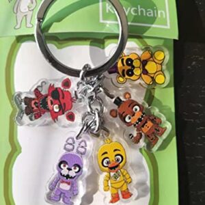 Monster Roser FNAF Keychains, 4 FNAF Action Figures Keychain For Kids, Keychain Accessory, Freddy Fazbear, Chica, Bonnie, Foxy, 5 Inches Long Key ring