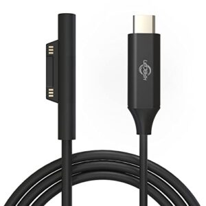 surface connection to usb c charging cable compatible with microsoft surface pro 7 6 5 4 3, surface go 3 2 1, surface laptop 4 3 2 1, must works with 45w 15v3a usb-c charger (4.9ft & travel case)