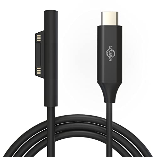 Surface Connection to USB C Charging Cable Compatible with Microsoft Surface Pro 7 6 5 4 3, Surface Go 3 2 1, Surface Laptop 4 3 2 1, Must Works with 45W 15V3A USB-C Charger (4.9ft & Travel Case)