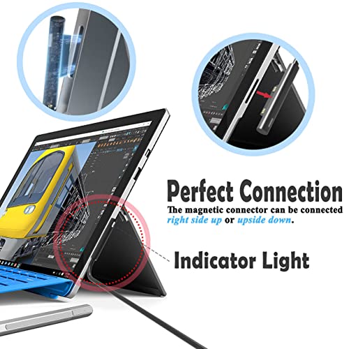 Surface Connection to USB C Charging Cable Compatible with Microsoft Surface Pro 7 6 5 4 3, Surface Go 3 2 1, Surface Laptop 4 3 2 1, Must Works with 45W 15V3A USB-C Charger (4.9ft & Travel Case)