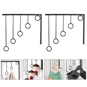 iplusmile 1 Set Wall- Mounted Metal Garment Rack Bedroom Closet Clothing Organizer with 5 Hanging Rings Clothing Garment Rack Black, 30X27CM