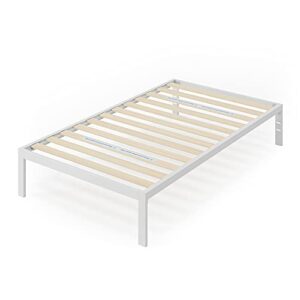 ZINUS Mia Metal Platform Bed Frame / Wood Slat Support / No Box Spring Needed / Easy Assembly, White, Twin