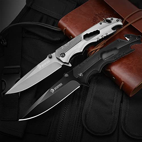 NedFoss Pocket Knife for Men, 5-in-1 Multitool Folding Knife with Bottle Opener, Glass Breaker, Seatbelt Cutter and Wrench, Survival Knife for Emergency Rescue Situations, Home Improvements