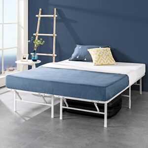 zinus smartbase tool-free assembly mattress foundation / 14 inch metal platform bed frame / no box spring needed / sturdy steel frame / underbed storage, white, cal king