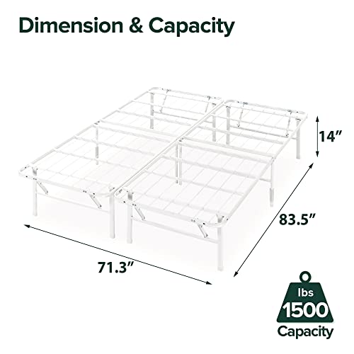 ZINUS SmartBase Tool-Free Assembly Mattress Foundation / 14 Inch Metal Platform Bed Frame / No Box Spring Needed / Sturdy Steel Frame / Underbed Storage, White, Cal King