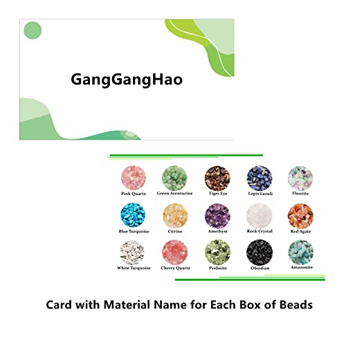 GangGangHao 1888 Pcs Natural Chip Stone Beads About 500g Irregular Gemstones Healing Crystal Loose Rocks Bead Hole Drilled DIY for Bracelet Jewelry Making Crafting (5-8mm, 15 Color Mix-S1)