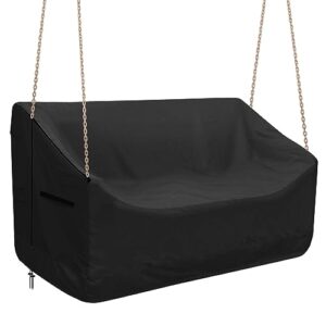 bicherub hanging porch swing cover 420d waterproof outdoor hanging swing cover for patio garden hanging swing chair 56 lx32 wx25 h, black