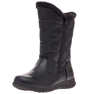 totes women's winter, rain & snow boots insulated warm fur-lined, tall mid-calf height, zigzag black, 7