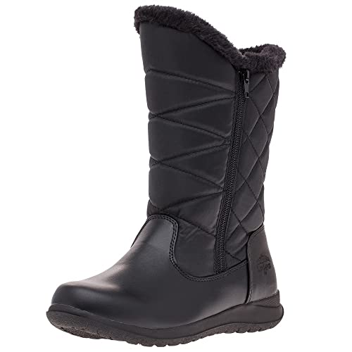 totes Women's Winter, Rain & Snow Boots Insulated Warm Fur-Lined, Tall Mid-Calf Height, Zigzag Black, 7