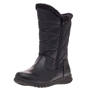 totes Women's Winter, Rain & Snow Boots Insulated Warm Fur-Lined, Tall Mid-Calf Height, Zigzag Black, 7