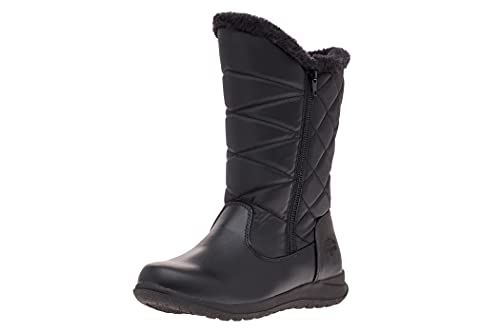 totes Women's Winter, Rain & Snow Boots Insulated Warm Fur-Lined, Tall Mid-Calf Height, Zigzag Black, 7