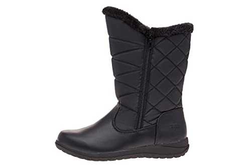 totes Women's Winter, Rain & Snow Boots Insulated Warm Fur-Lined, Tall Mid-Calf Height, Zigzag Black, 7