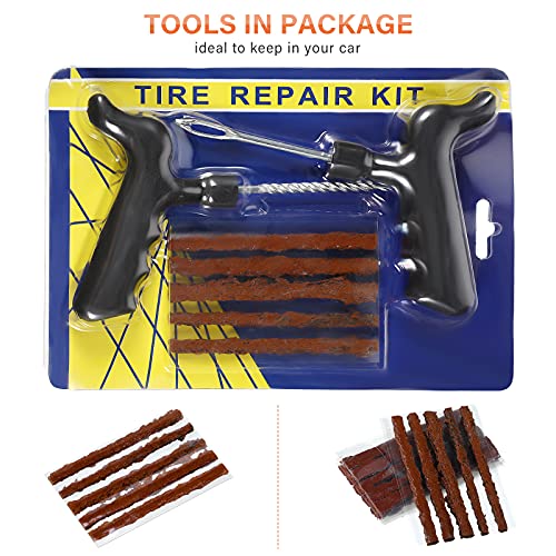 Frienda 32 Pieces Flat Tire Repair Kit Tire Plug Kit with Tire Repair Strings Car Rubber Strips Plug Kit for Truck, RV, SUV, ATV, Motorcycle, Car, Tractor, Trailer Flat Tire Puncture Repair