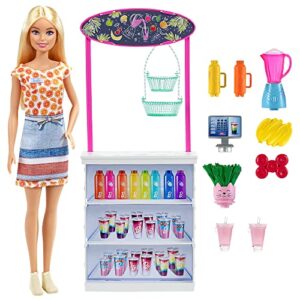 Barbie GRN75​ Smoothie Bar Playset with Blonde Doll, Smoothie Bar & 10 Accessories, Multicolor, 30.5 cm*5.8 cm*12.7 cm