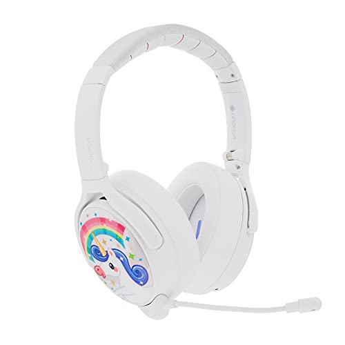 ONANOFF Cosmos+ Active Noise Cancelling Bluetooth Kids Headphones, Over-Ear Volume Limiting with Built in Mic, 24 Hours Battery Life, Unicorn White