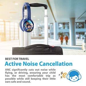 ONANOFF Cosmos+ Active Noise Cancelling Bluetooth Kids Headphones, Over-Ear Volume Limiting with Built in Mic, 24 Hours Battery Life, Unicorn White