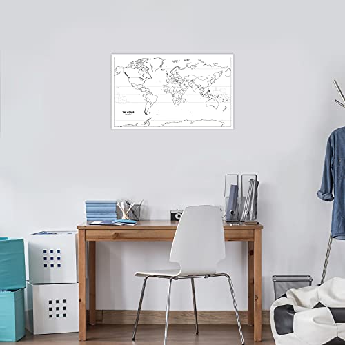 Palace Learning Laminated Blank World Map Outline Poster - 18" x 29" - (For Use With Wet Erase Markers Only)