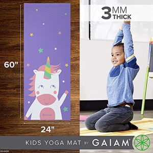 Gaiam Kids Yoga Mat Exercise Mat, Yoga for Kids with Fun Prints - Ideal for Babies, Active & Calm Toddlers and Young Children (60" L x 24" W x 3mm Thick) - Twinkle Toes