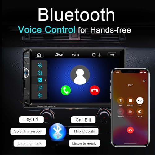 Double Din Car Stereo Apple Carplay 7 inch Car Radio with HD Touch Screen Car Receiver Compatible Android Auto Bluetooth with Backup Camera Mirror Link USB/SD/AUX