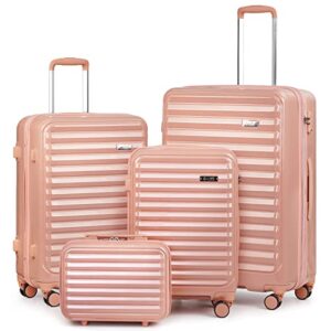 coolife luggage suitcase 4 piece set expandable (only 28”) abs+pc spinner suitcase with tsa lock carry on 20in 24in 28in