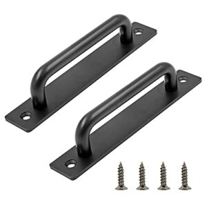 jiozermi 2 pack sliding barn door handle, 5.9 inch gate door handle, aluminium alloy door pull handle for sliding barn door gate cabinet closet drawer garage shed, black