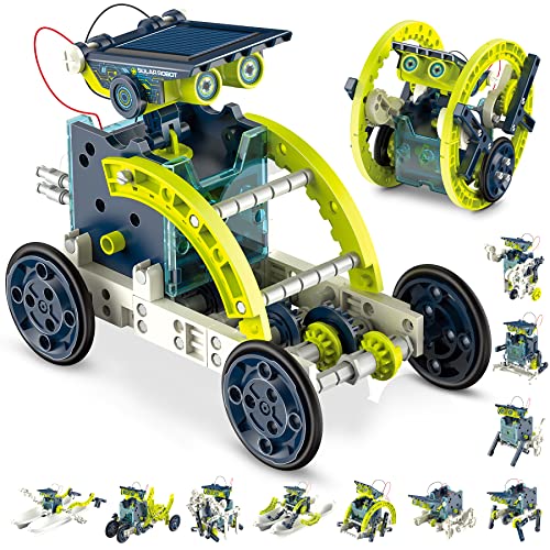 Hot Bee 12-in-1 STEM Solar Robot Kit - STEM Projects for Kids Ages 8-12, Learning Educational Science Kits, 190 Pieces DIY Robot Kit Building Toys, Gifts for 8 9 10 11 12 13 Year Old Boys Girls