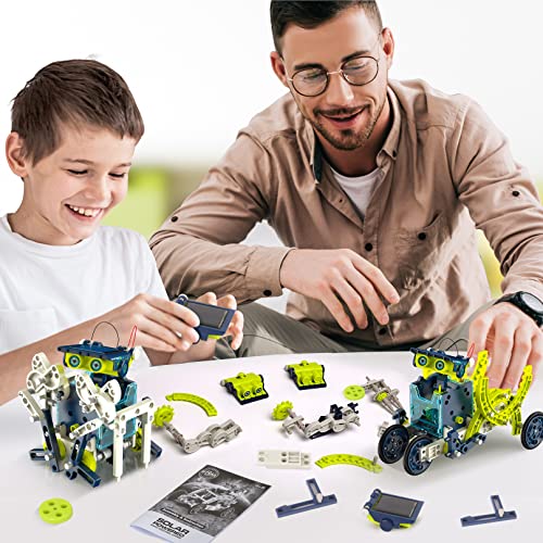 Hot Bee 12-in-1 STEM Solar Robot Kit - STEM Projects for Kids Ages 8-12, Learning Educational Science Kits, 190 Pieces DIY Robot Kit Building Toys, Gifts for 8 9 10 11 12 13 Year Old Boys Girls