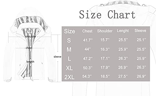 OTU Women's Waterproof Rain Jacket Lightweight Hooded Raincoat for Hiking Travel Outdoor Light Gray L