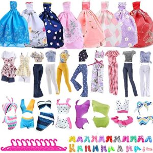 yamaso 30 pcs doll clothes and accessories 4 casual clothes fashion wear 3 wedding gown dresses 3 swimsuits bikini, 10 hangers and 10 shoes for 11.5 inch doll(random style)