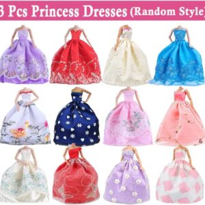 YAMASO 30 Pcs Doll Clothes and Accessories 4 Casual Clothes Fashion Wear 3 Wedding Gown Dresses 3 Swimsuits Bikini, 10 Hangers and 10 Shoes for 11.5 inch Doll(Random Style)