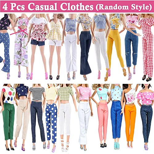 YAMASO 30 Pcs Doll Clothes and Accessories 4 Casual Clothes Fashion Wear 3 Wedding Gown Dresses 3 Swimsuits Bikini, 10 Hangers and 10 Shoes for 11.5 inch Doll(Random Style)