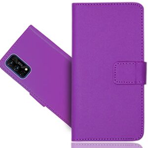 WenTian Realme 7 Pro Case, CaseExpert® Premium Leather Kickstand Flip Wallet Bag Case Cover for Realme 7 Pro Purple