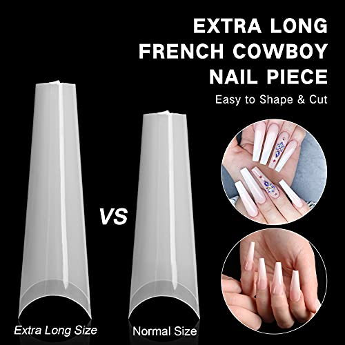 TOEDO 240pcs Extra Long Coffin Nail Tips 12 Sizes Artificial XXL Long Ballerina False Nail Tip with Box for Nail Salon and Home DIY