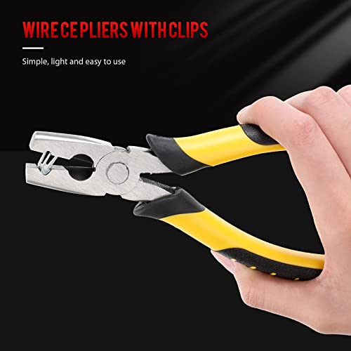 300 Pieces Wire Cage Clips with 1 Piece Wire Cage Buckle Snap Plier for Chicken Pet Dog Cat Cage (Silver, Black Yellow)